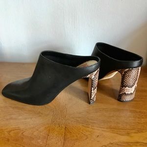 Dolce Vita Black Snake embossed heel Leather Mules
